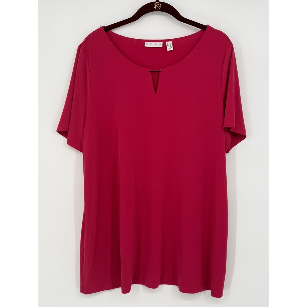 Susan Graver Women's Pink Short Sleeve Top 1X